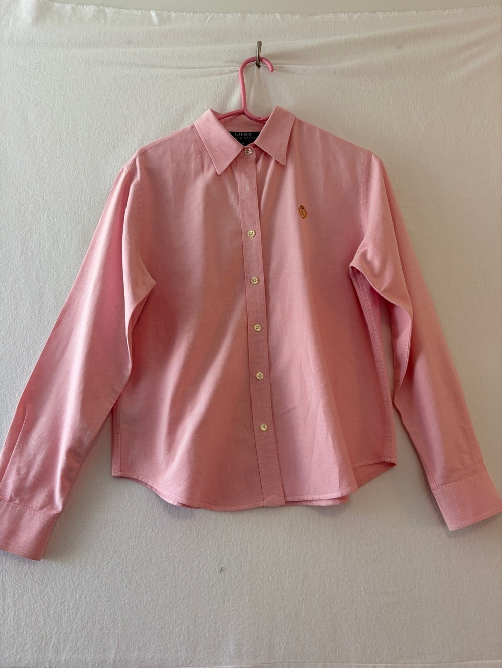 Vintage Ralph Lauren Pink Button-Down Shirt with Regal Crest